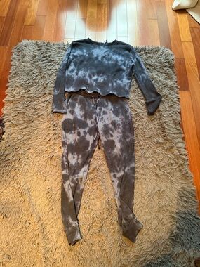 Design Lab Blue Waffle Tie-Dye Sweater Set